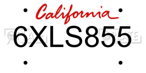 6XLS855 California License Plate