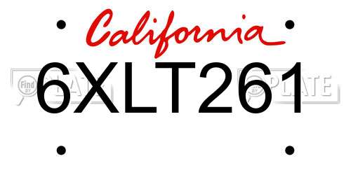 6XLT261 California License Plate