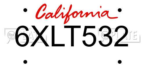 6XLT532 California License Plate
