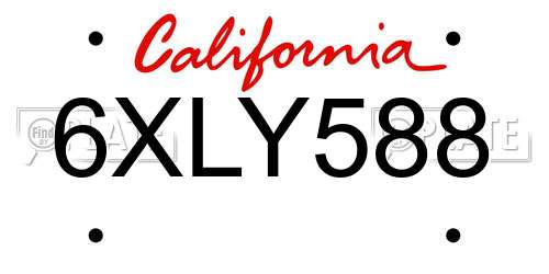 6XLY588 California License Plate