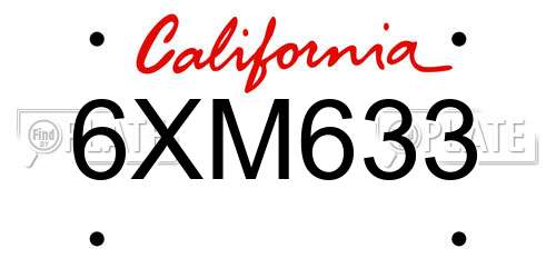 6XM633 California License Plate