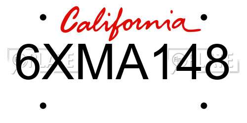 6XMA148 California License Plate