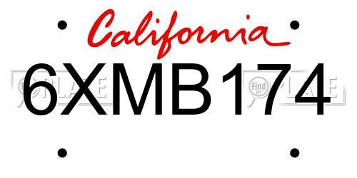 6XMB174 California License Plate