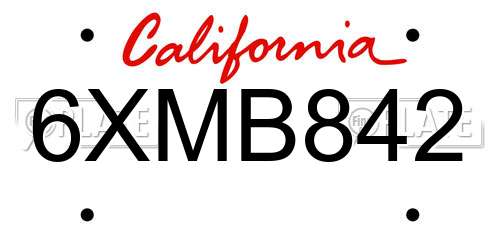 6XMB842 California License Plate