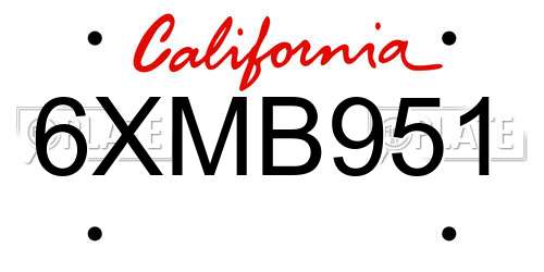 6XMB951 California License Plate