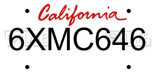 6XMC646 California License Plate