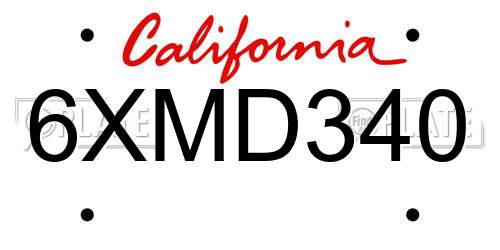 6XMD340 California License Plate
