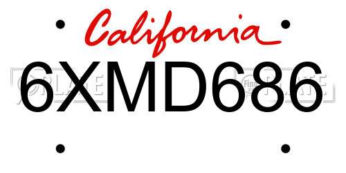 6XMD686 California License Plate