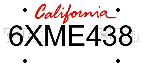 6XME438 California License Plate