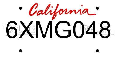 6XMG048 California License Plate