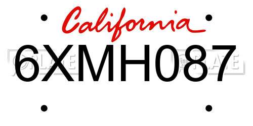 6XMH087 California License Plate