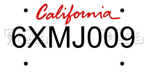 6XMJ009 California License Plate
