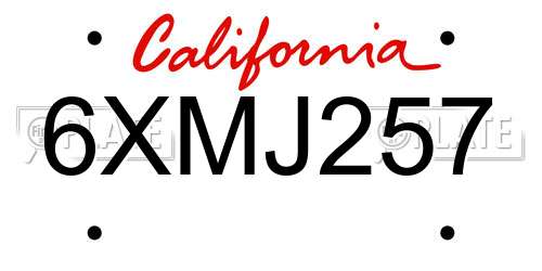 6XMJ257 California License Plate