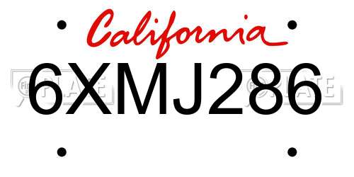 6XMJ286 California License Plate