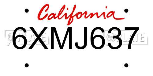 6XMJ637 California License Plate
