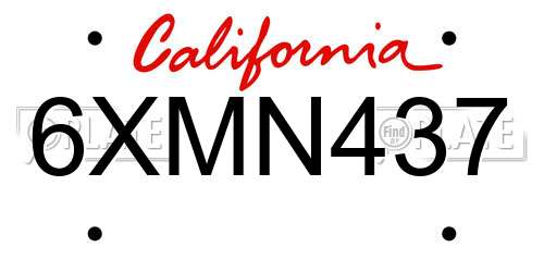 6XMN437 California License Plate