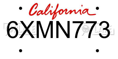 6XMN773 California License Plate