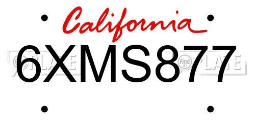6XMS877 California License Plate