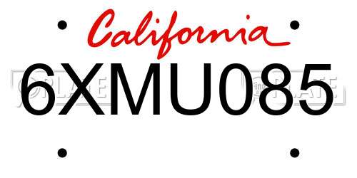 6XMU085 California License Plate