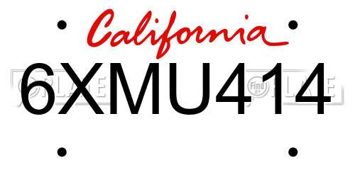 6XMU414 California License Plate