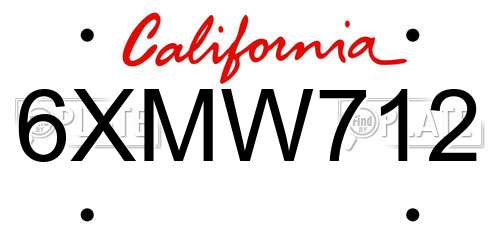 6XMW712 California License Plate