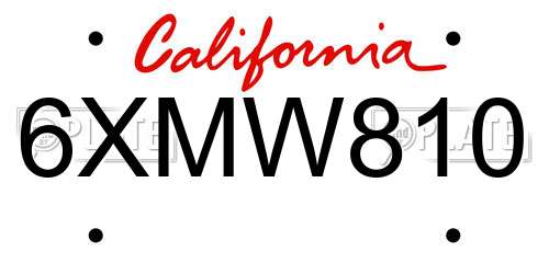 6XMW810 California License Plate
