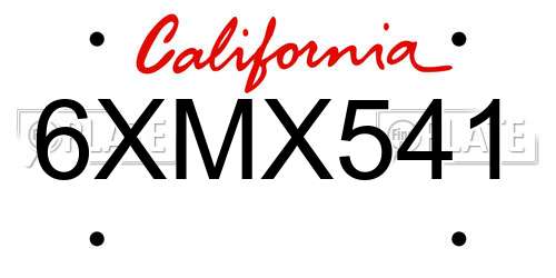 6XMX541 California License Plate