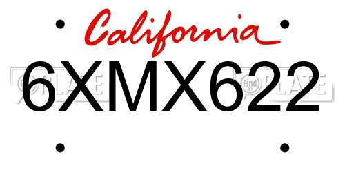 6XMX622 California License Plate