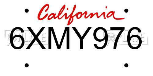6XMY976 California License Plate