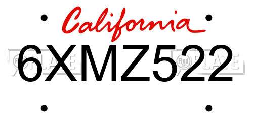 6XMZ522 California License Plate