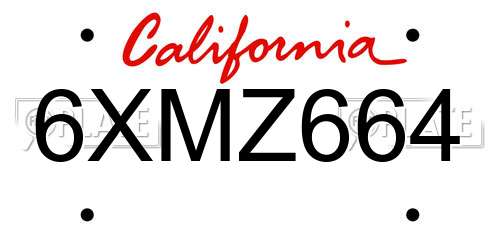 6XMZ664 California License Plate