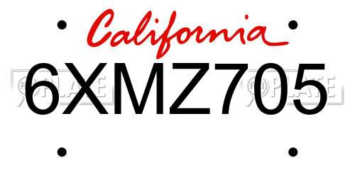 6XMZ705 California License Plate