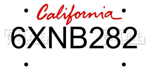 6XNB282 California License Plate