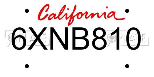6XNB810 California License Plate