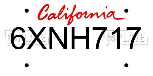 6XNH717 California License Plate