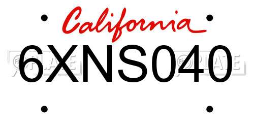 6XNS040 California License Plate