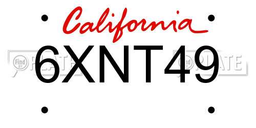 6XNT49 California License Plate