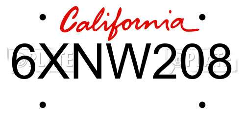 6XNW208 California License Plate