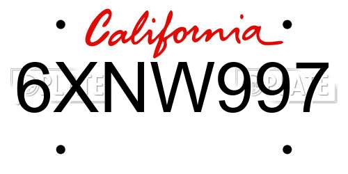 6XNW997 California License Plate