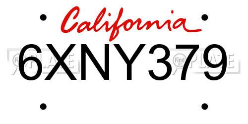 6XNY379 California License Plate