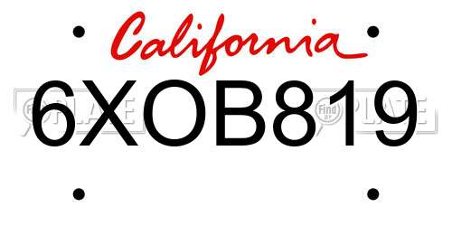 6XOB819 California License Plate