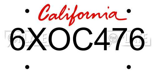 6XOC476 California License Plate