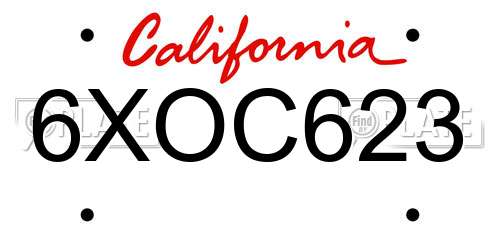 6XOC623 California License Plate