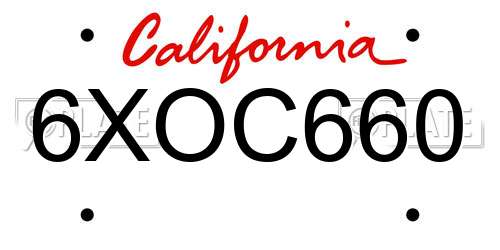6XOC660 California License Plate