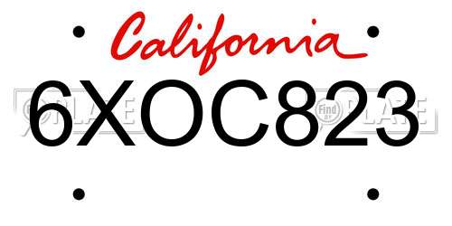 6XOC823 California License Plate