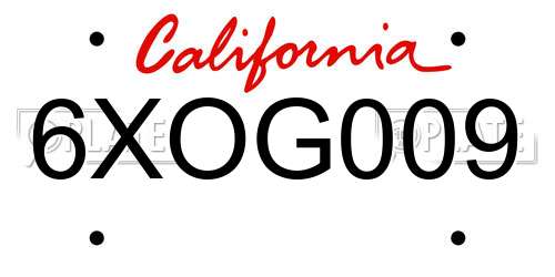 6XOG009 California License Plate