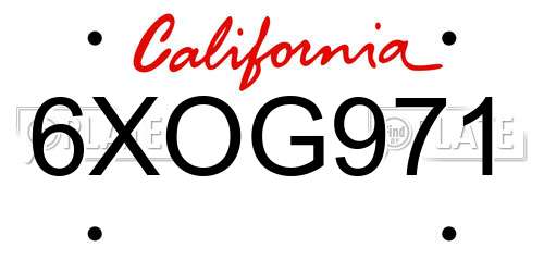 6XOG971 California License Plate