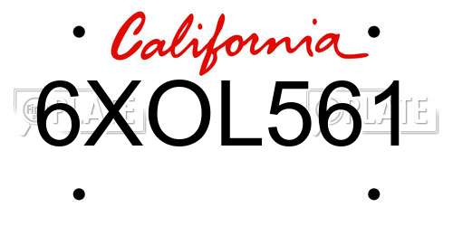 6XOL561 California License Plate