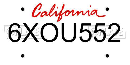 6XOU552 California License Plate