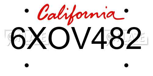 6XOV482 California License Plate